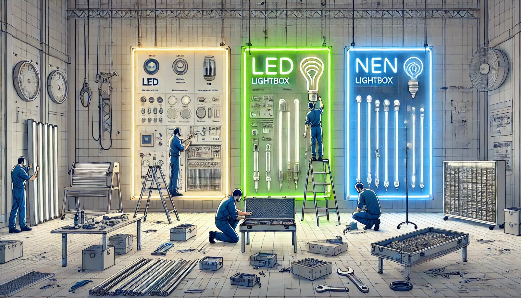 Техническое обслуживание и ремонт световых коробов: Требования для LED, неоновых и панельных моделей