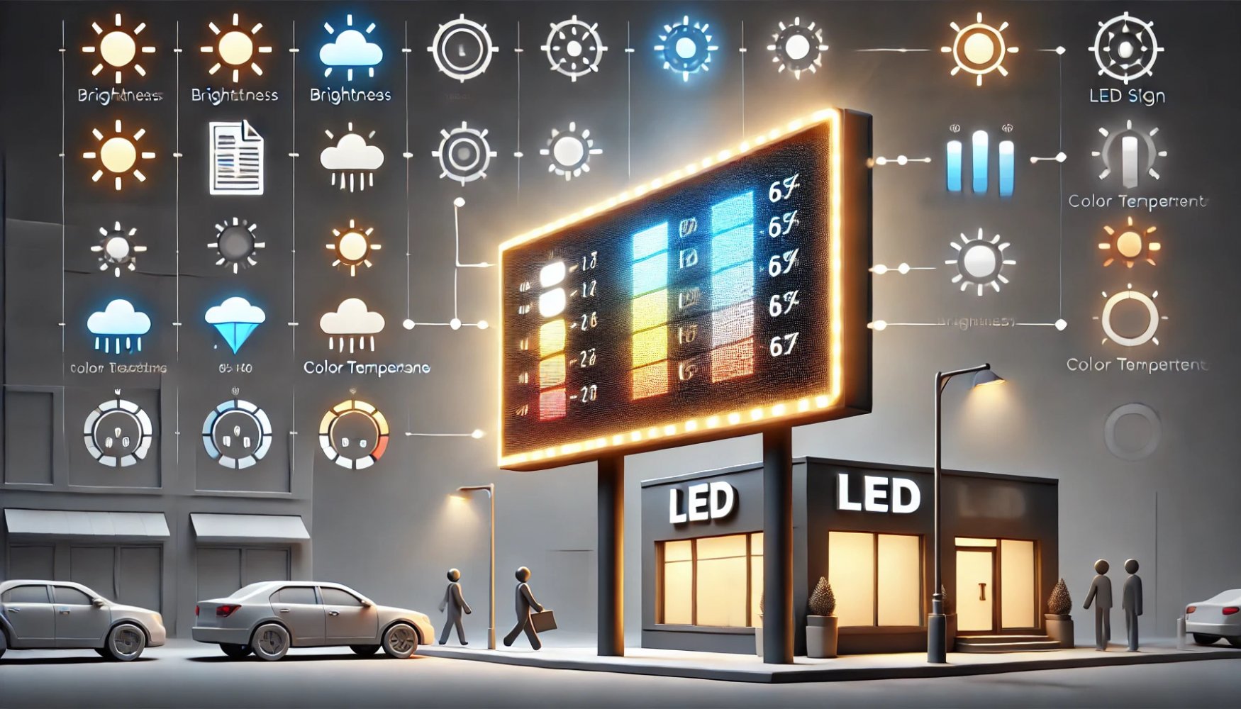 Как яркость и цветовая температура LED-вывесок влияют на их визуальное восприятие и рекламу?